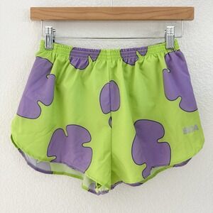 Boa Running 1" Elite Split Shorts Womens Medium Flower Power Green Purple Lined